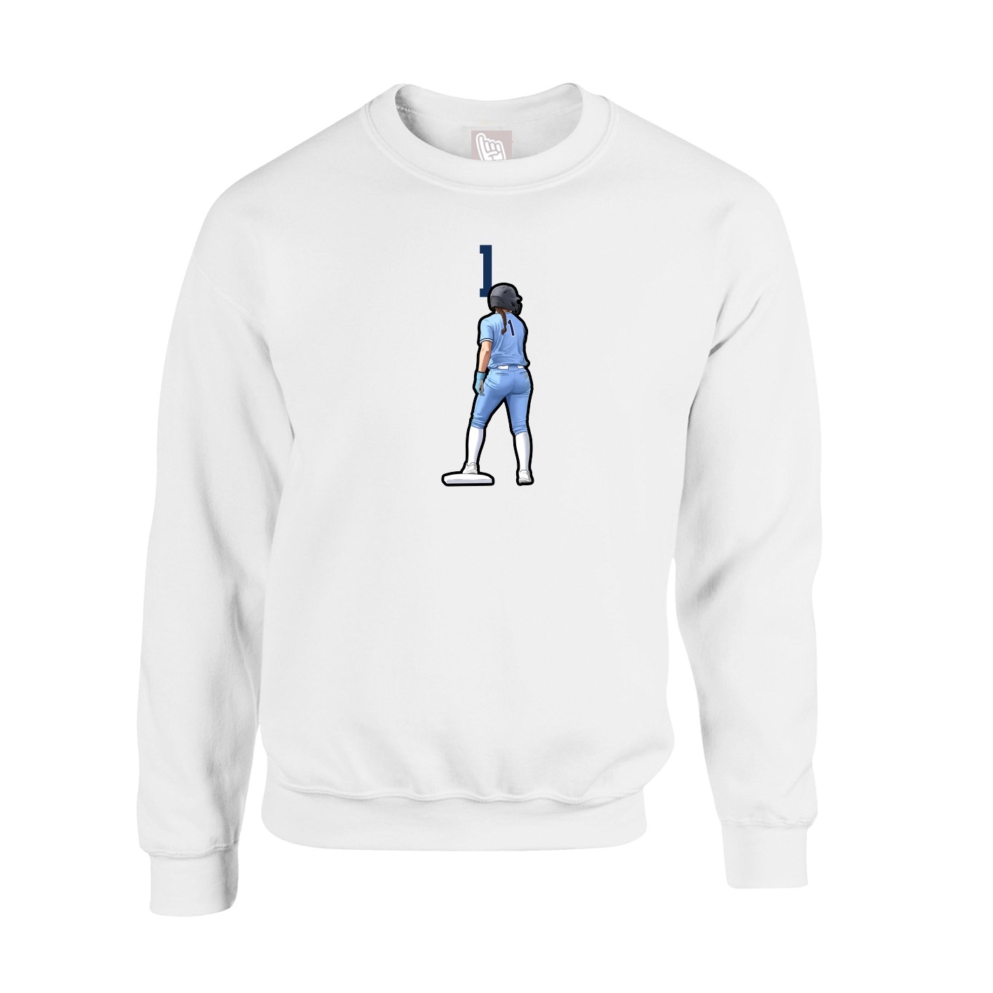 Fleece Crew — Number Top in White