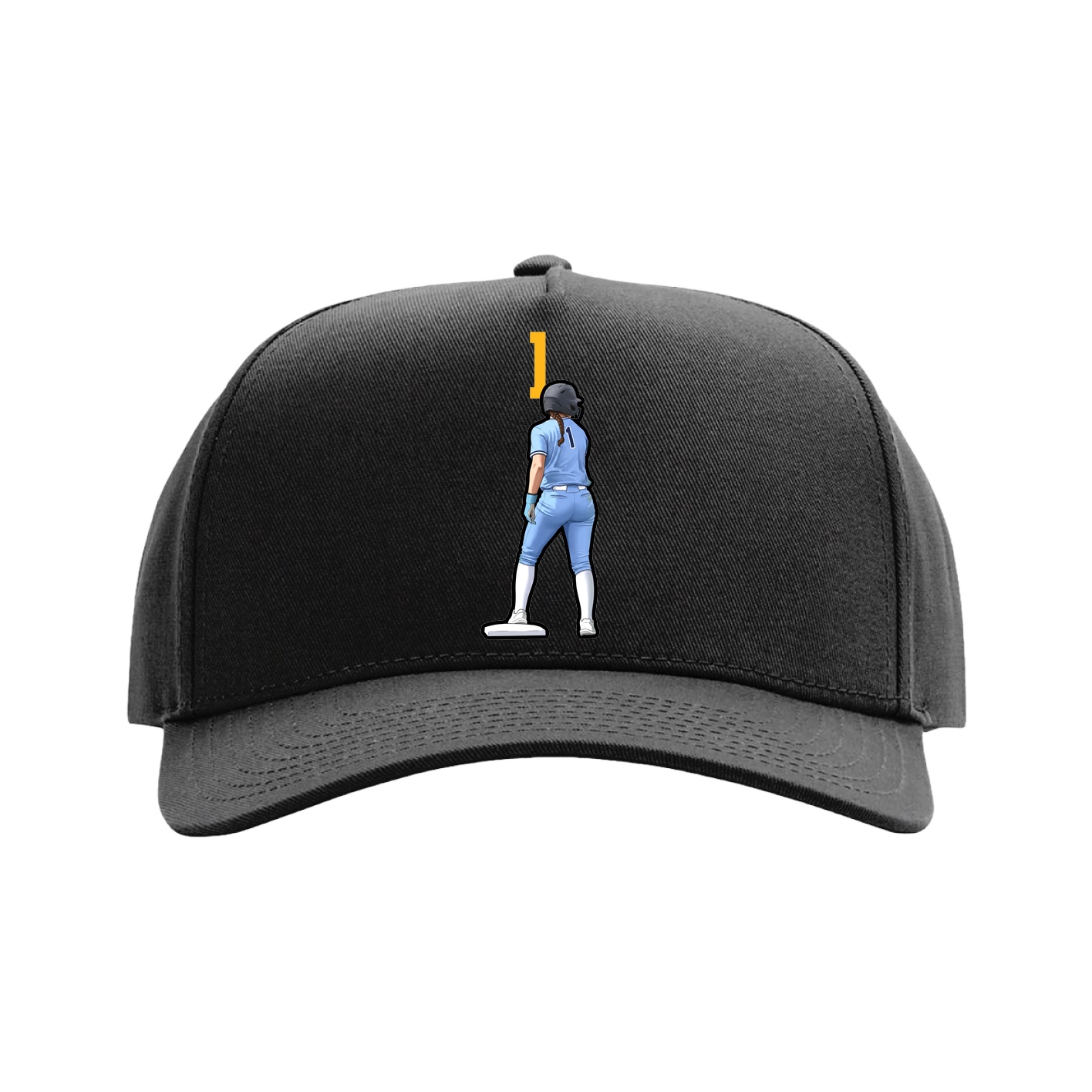 Full Fabric Five-Panel Champ Cap — Number Top in Black