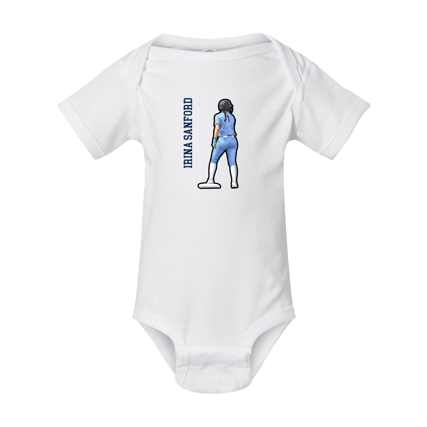 Baby Onesie — Name Vertical in White