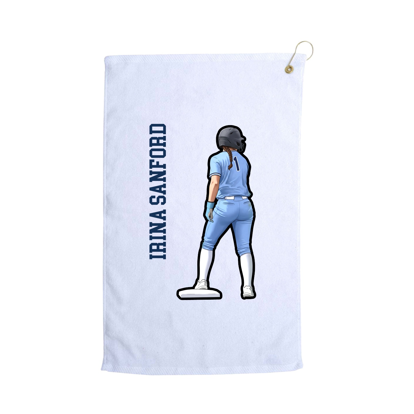 Golf Towel — Name Vertical in White