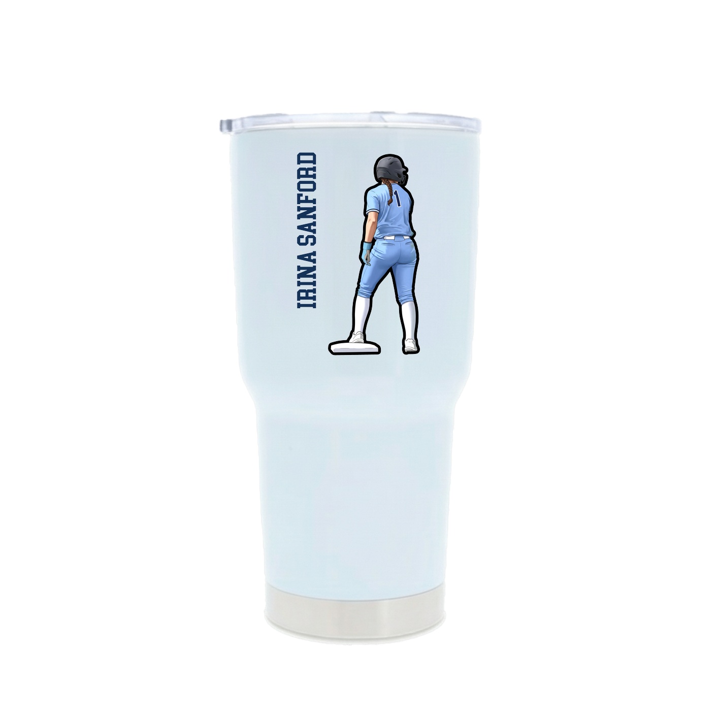 30oz Stainless Steel Tumbler — Name Vertical in White