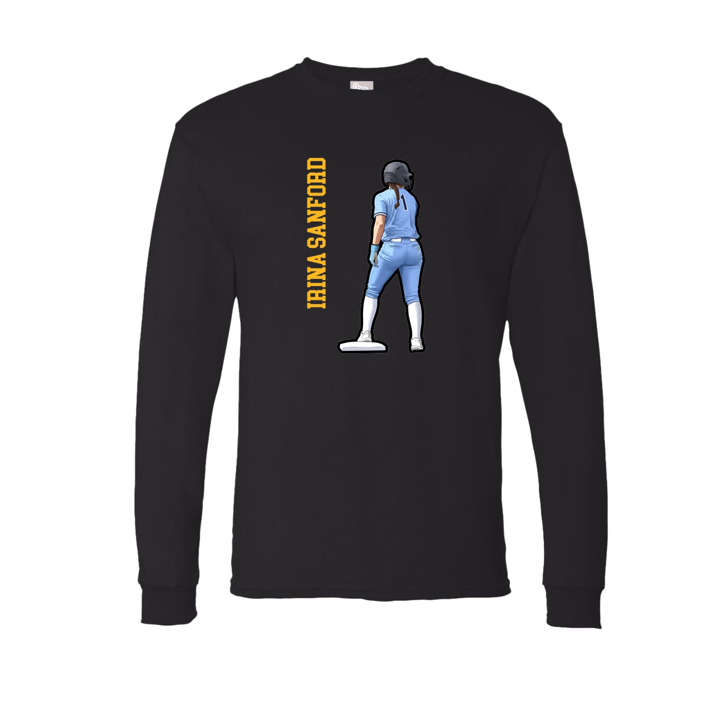 Long Sleeve Tee — Name Vertical in Black