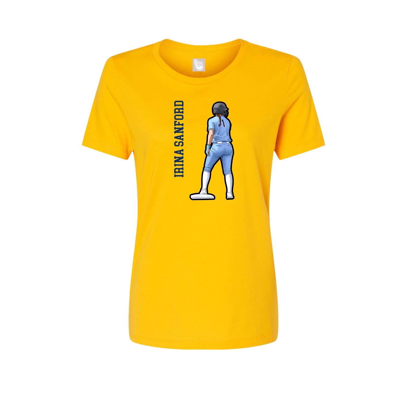 Womens Tee — Name Vertical in Gold