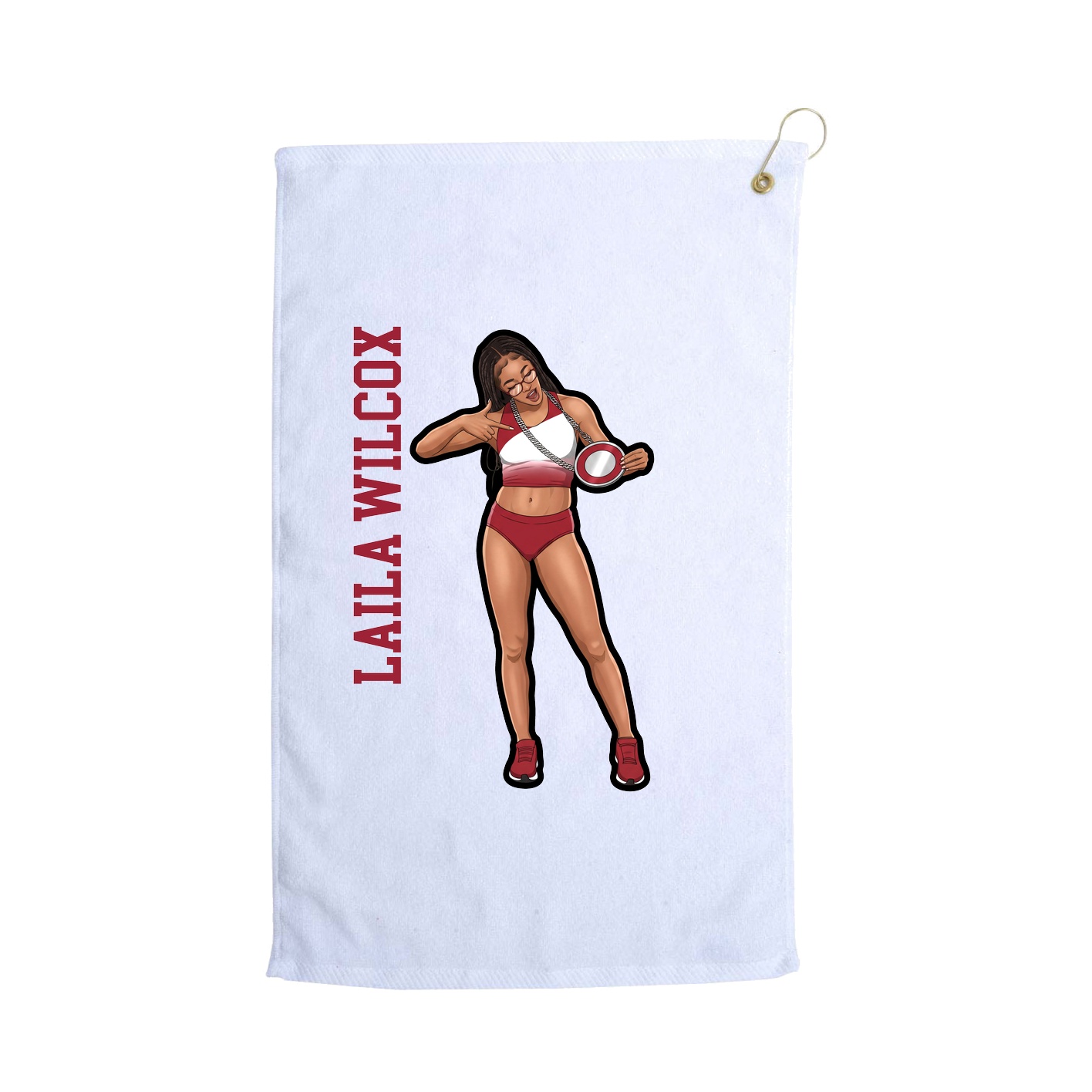 Golf Towel — Name Vertical in White