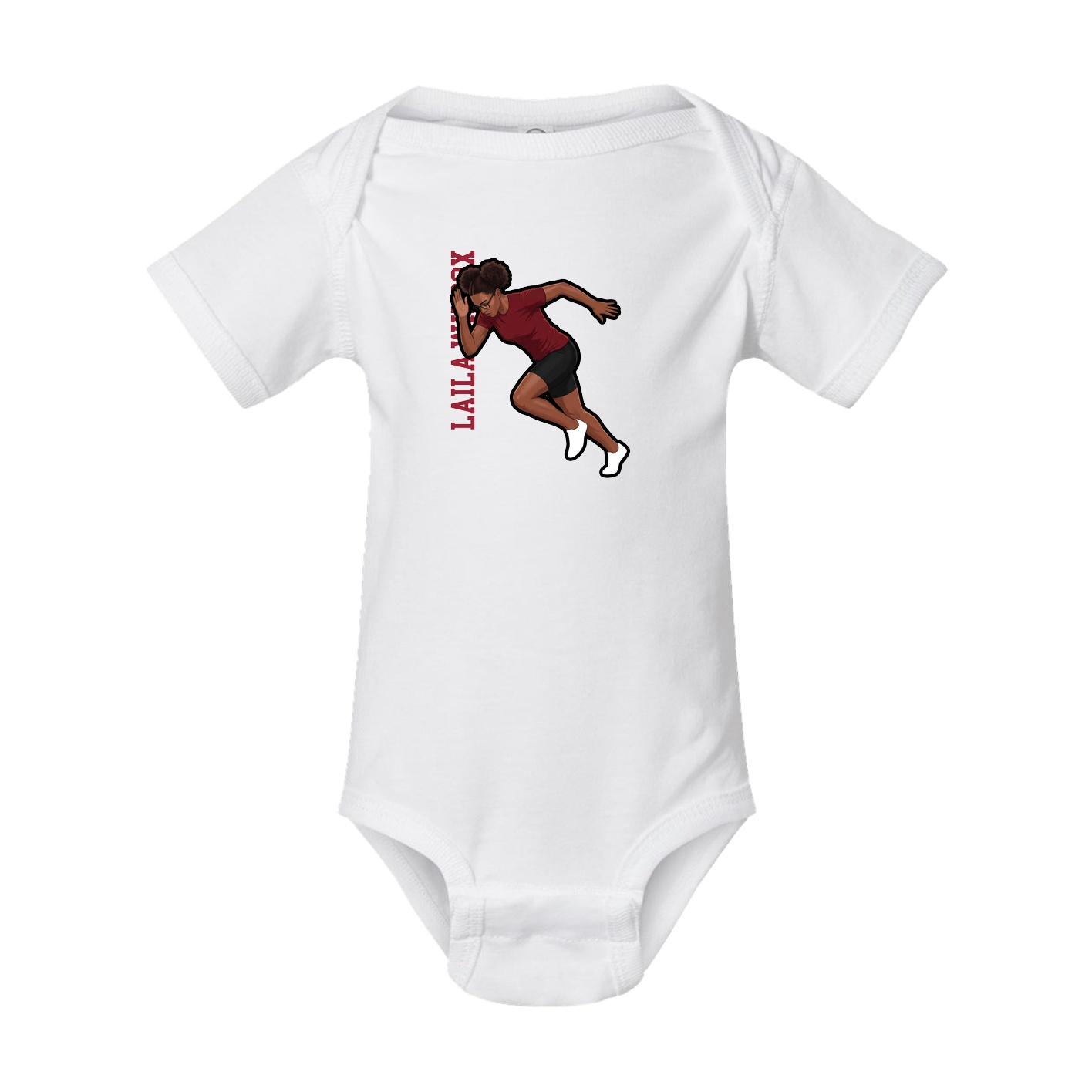 Baby Onesie — Name Vertical in White