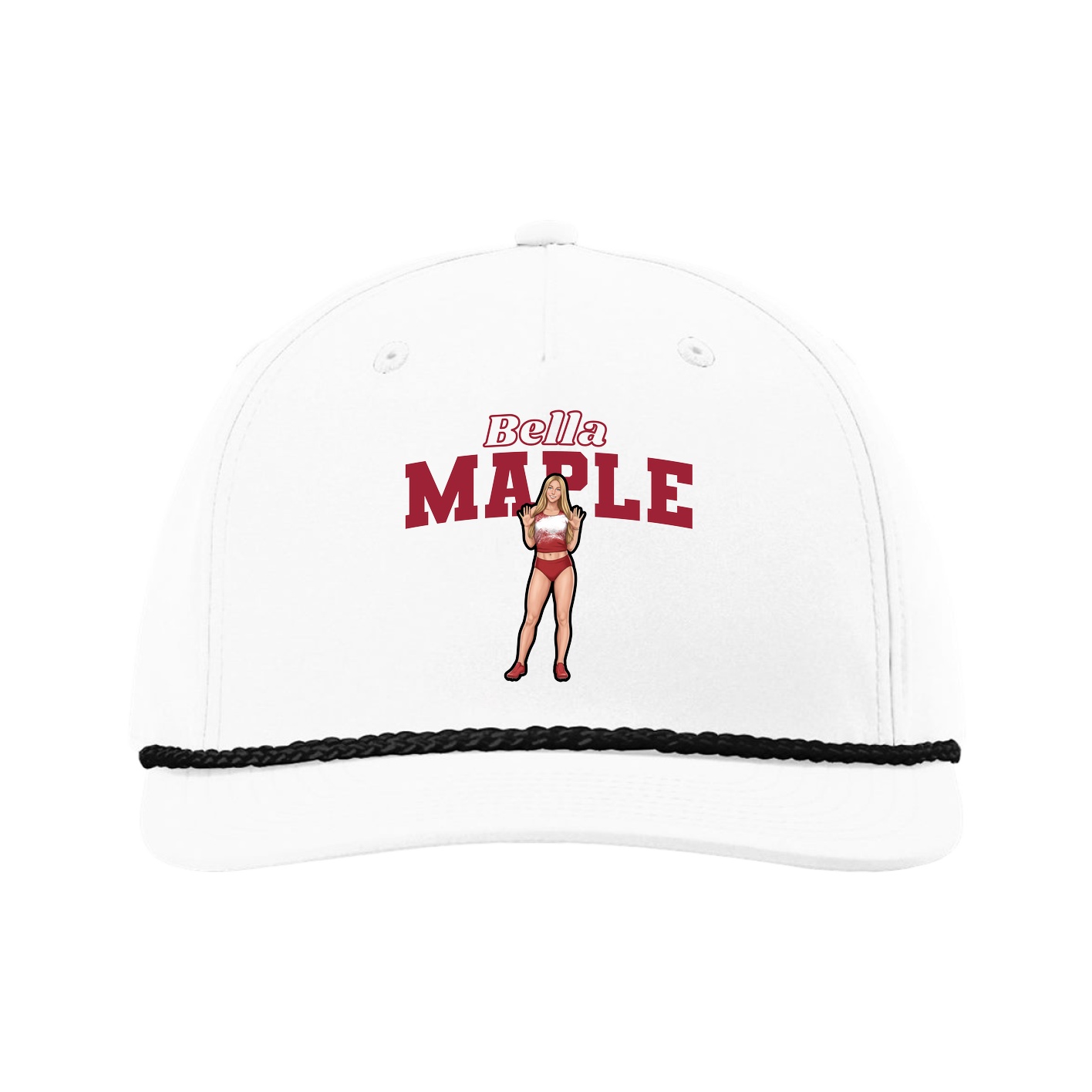 Five-Panel Classic Rope Cap — Name Arch in White