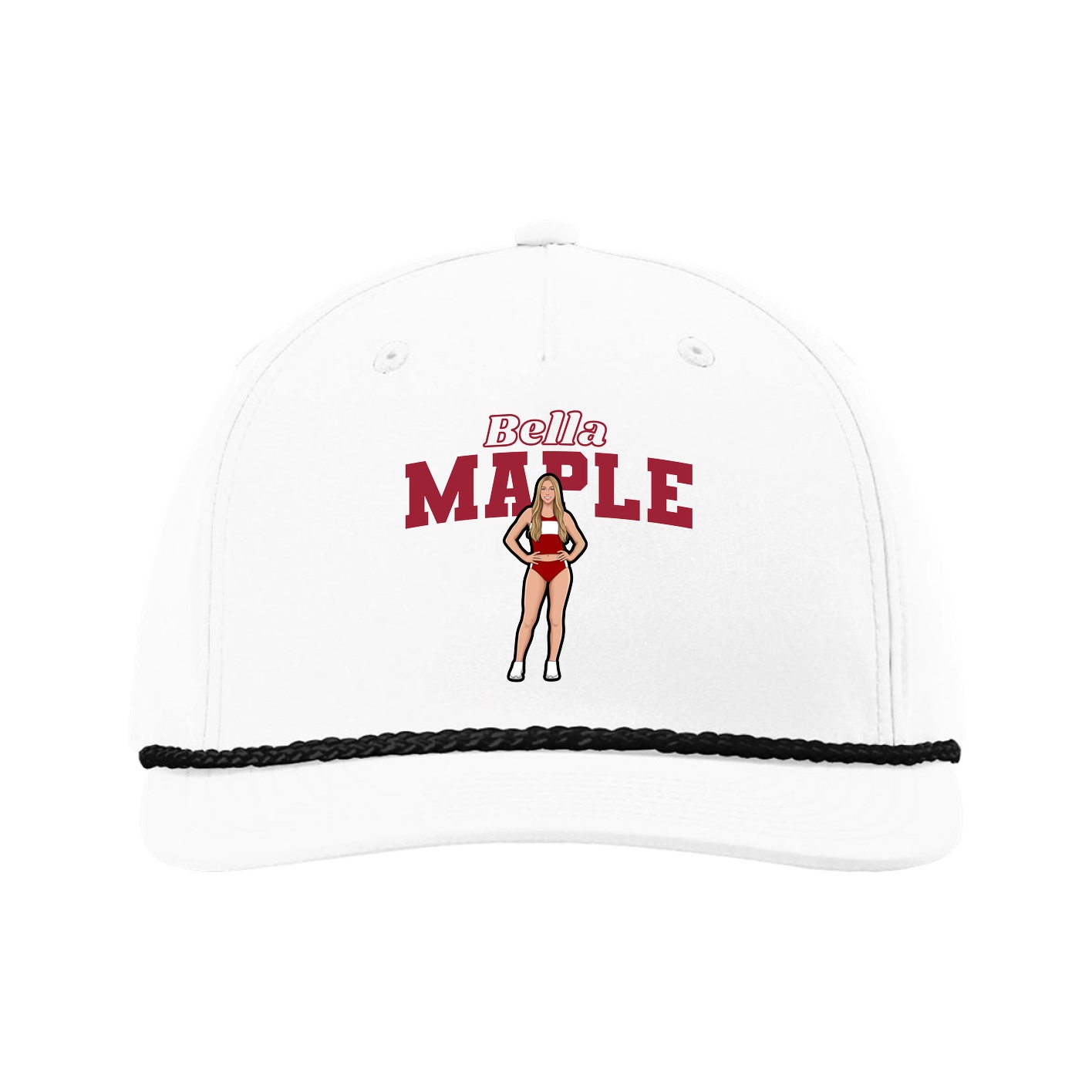 Five-Panel Classic Rope Cap — Name Arch in White