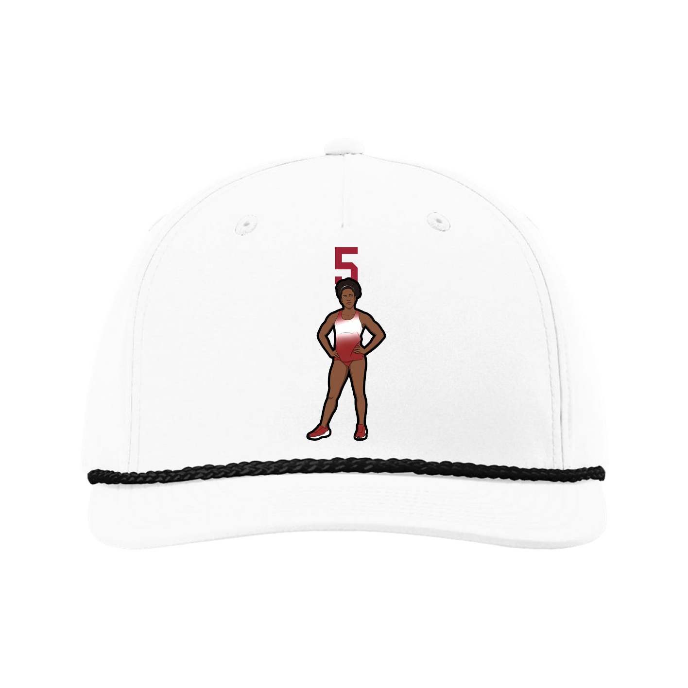 Five-Panel Classic Rope Cap — Number Top in White