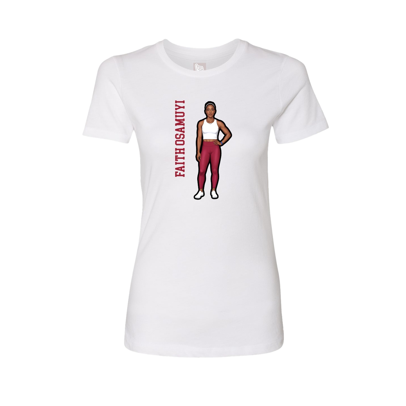 Fitted Women's Tee — Name Vertical in White