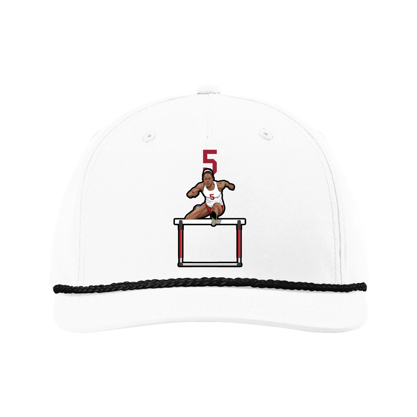 Five-Panel Classic Rope Cap — Number Top in White