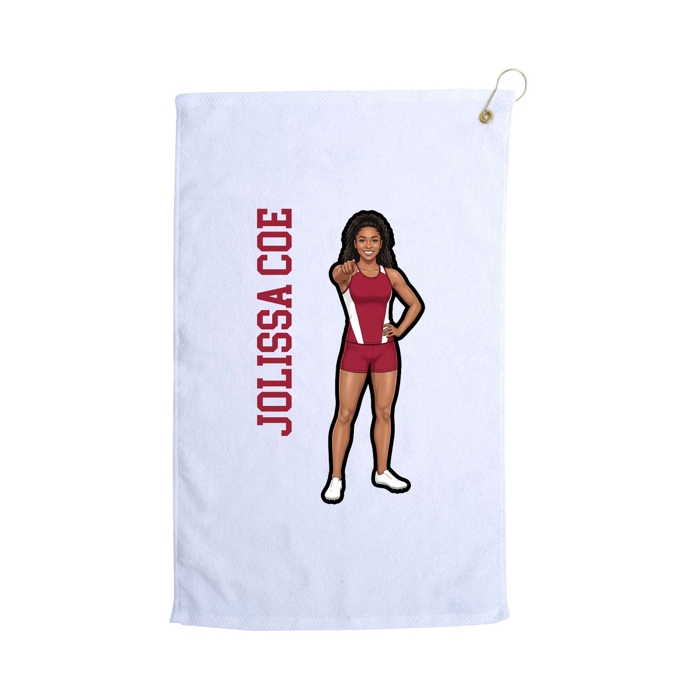 Golf Towel — Name Vertical in White