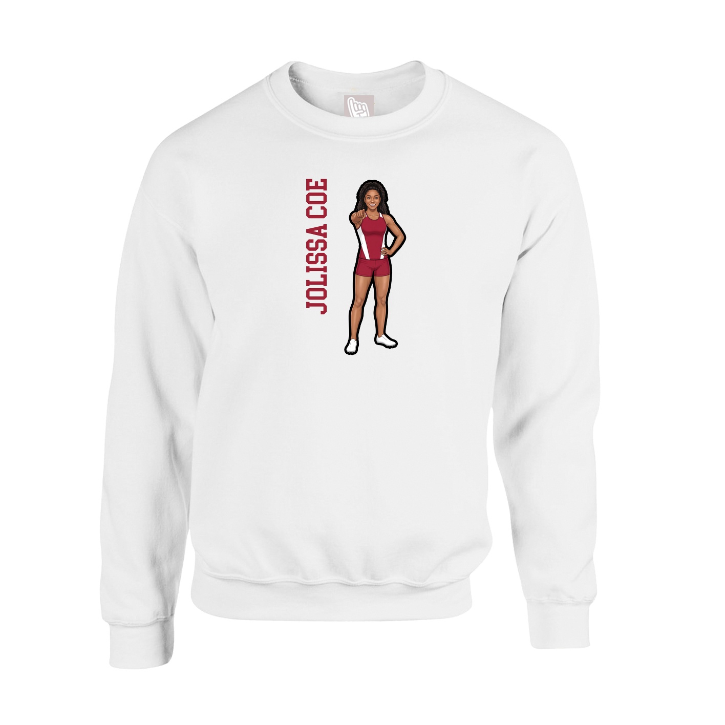Fleece Crew — Name Vertical in White