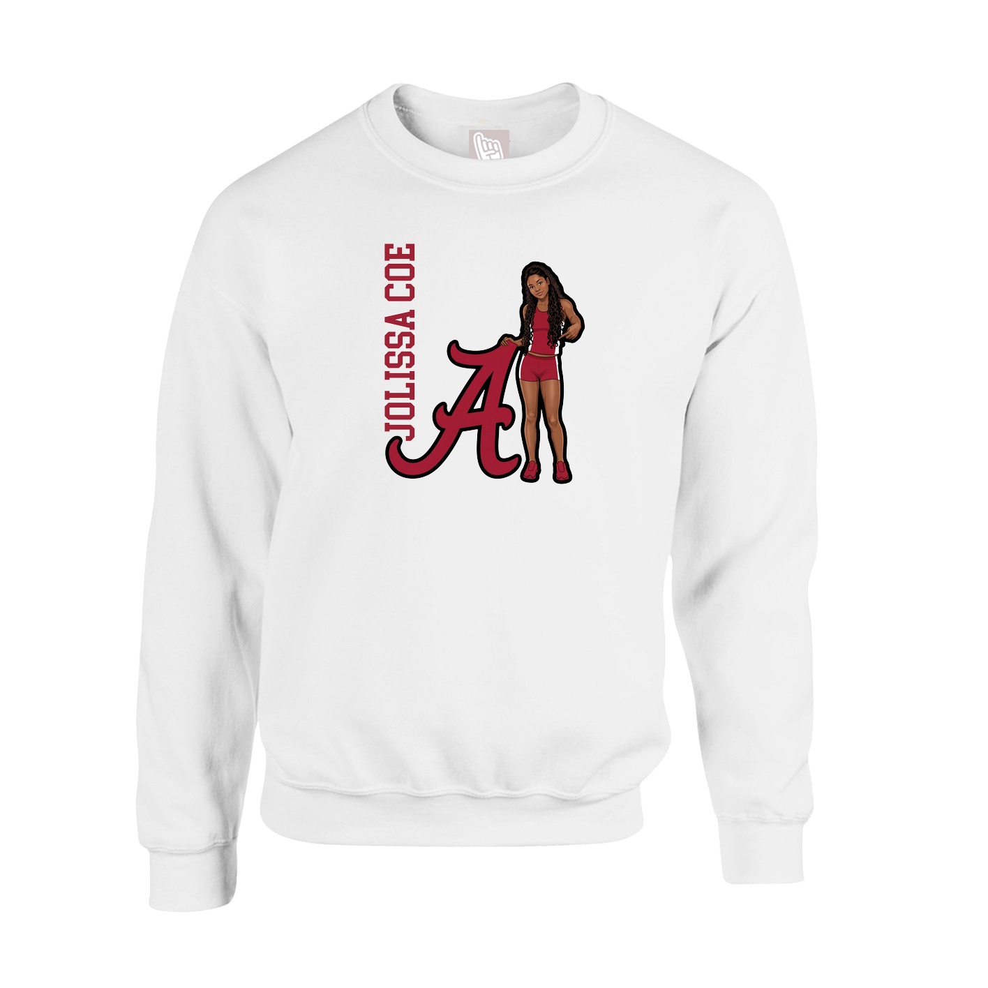Fleece Crew — Name Vertical in White