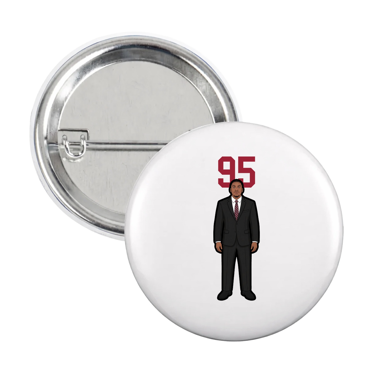 Game Day Button — Number Top in White