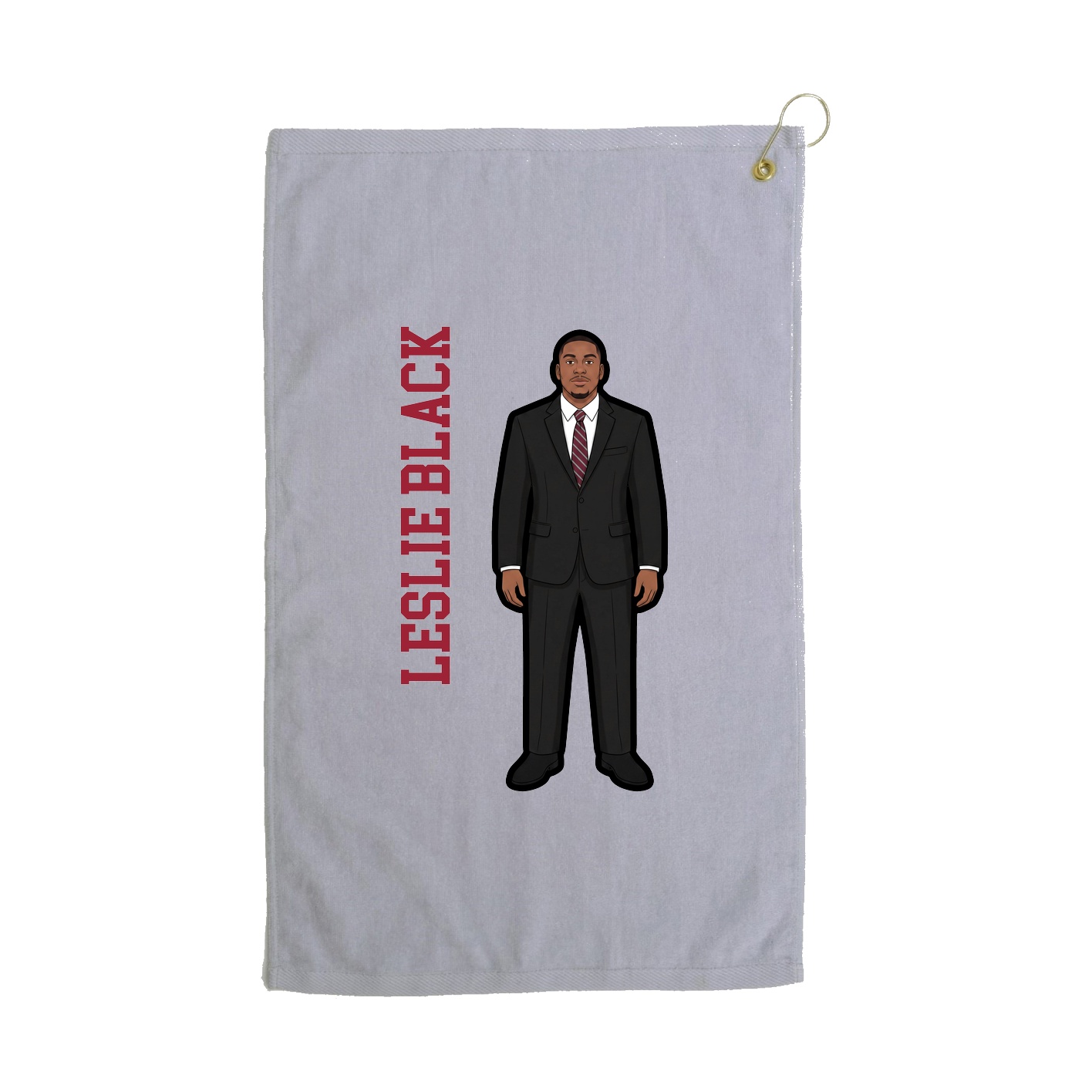 Golf Towel — Name Vertical in Grey