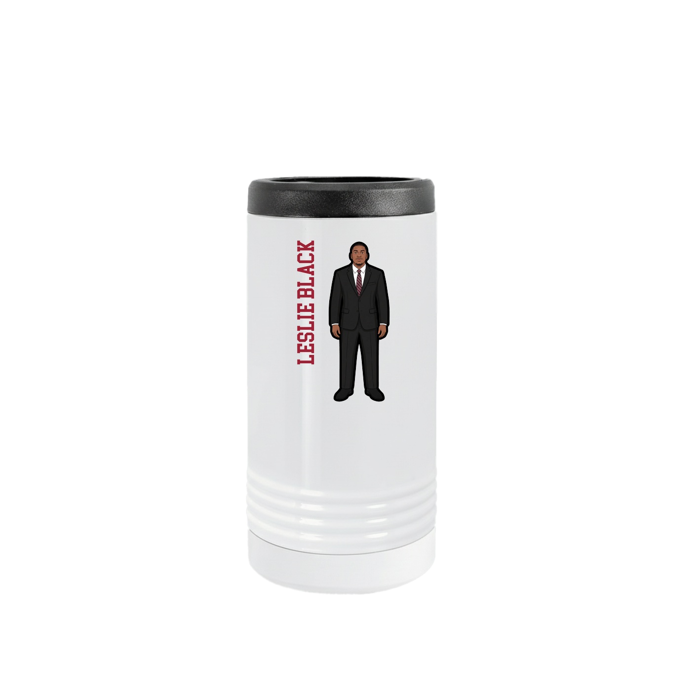 Slim Beverage Holder — Name Vertical in White