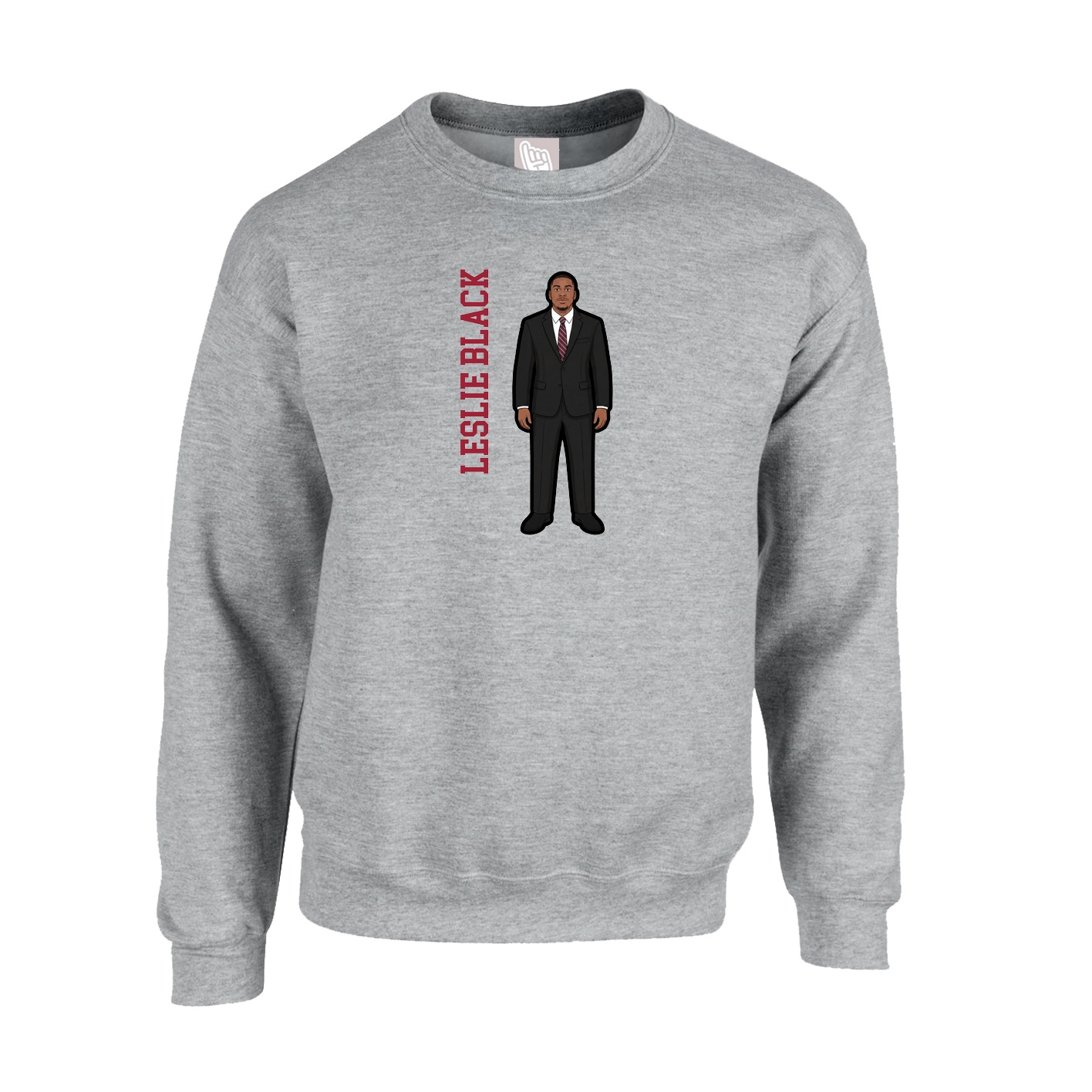 Fleece Crew — Name Vertical in Grey