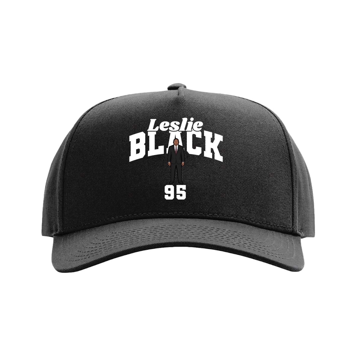 Full Fabric Five-Panel Champ Cap — Signature Arch in Black