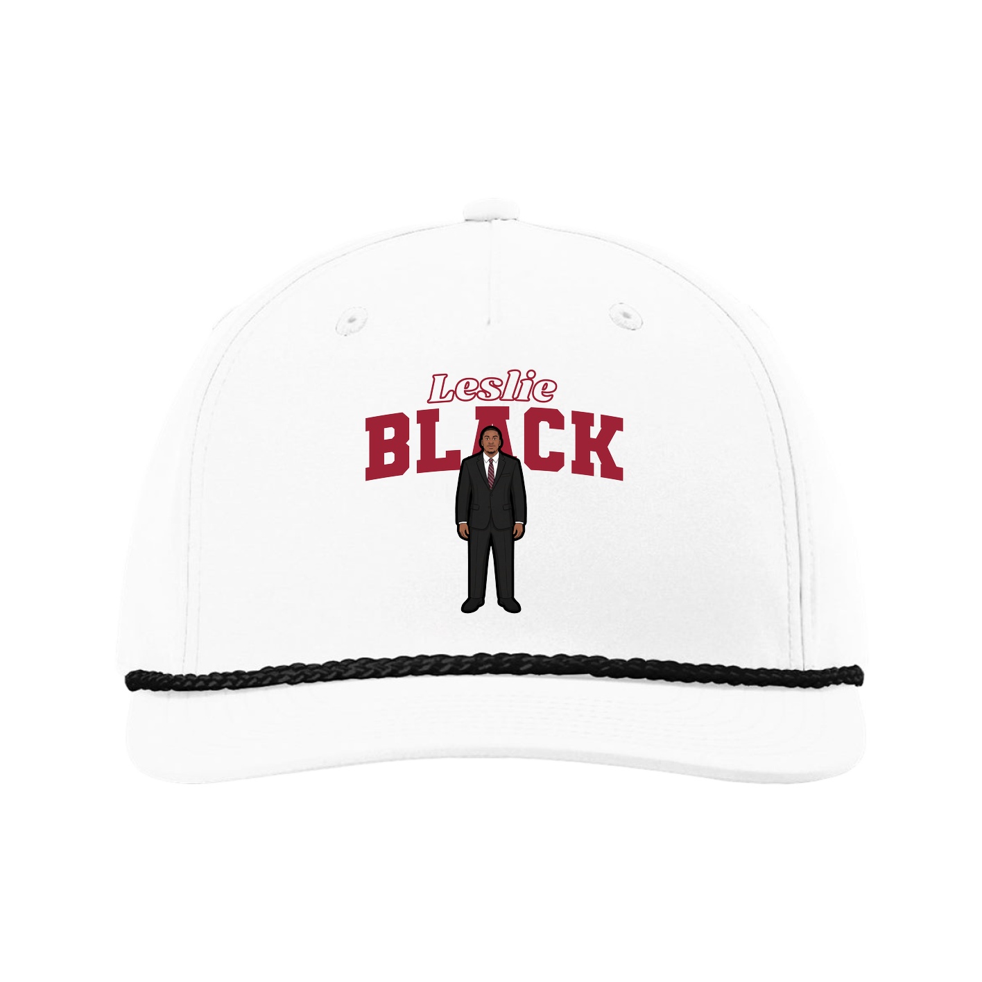 Five-Panel Classic Rope Cap — Name Arch in White