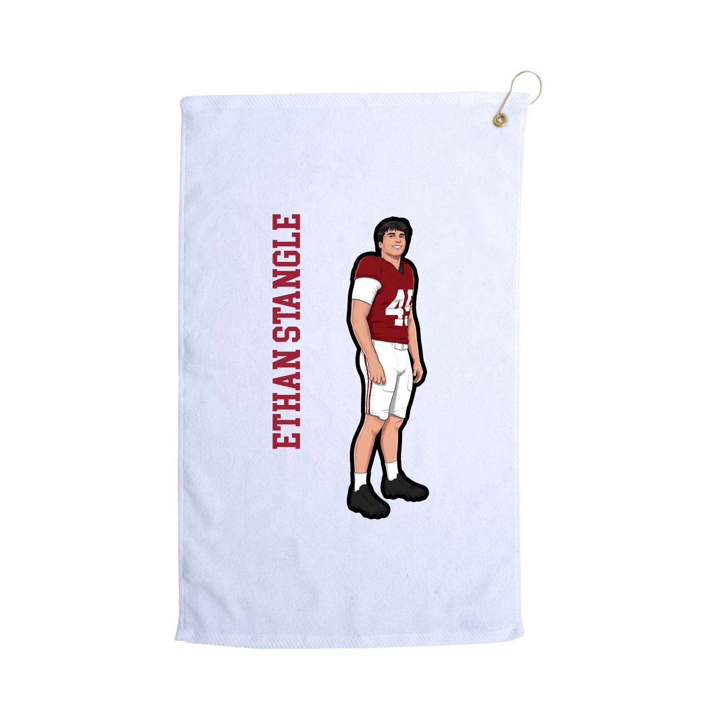 Golf Towel — Name Vertical in White