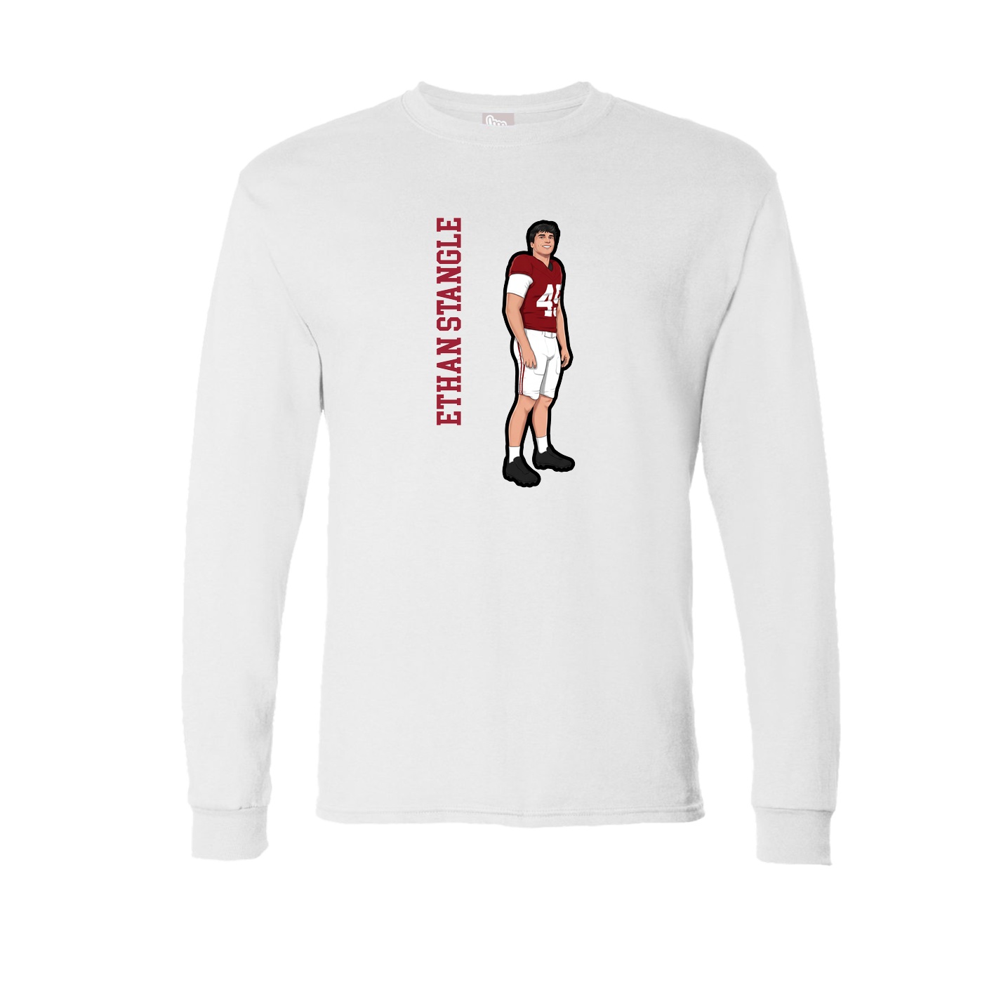 Long Sleeve Tee — Name Vertical in White