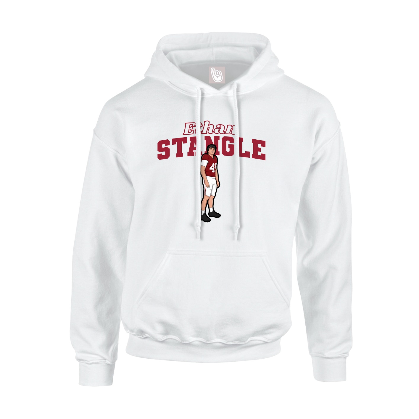 Youth Hoodie — Name Arch in White