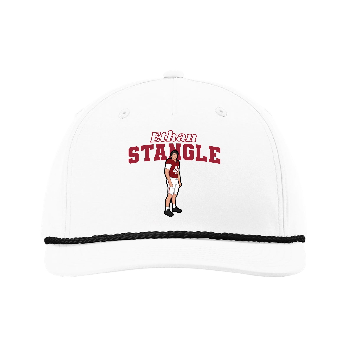 Five-Panel Classic Rope Cap — Name Arch in White
