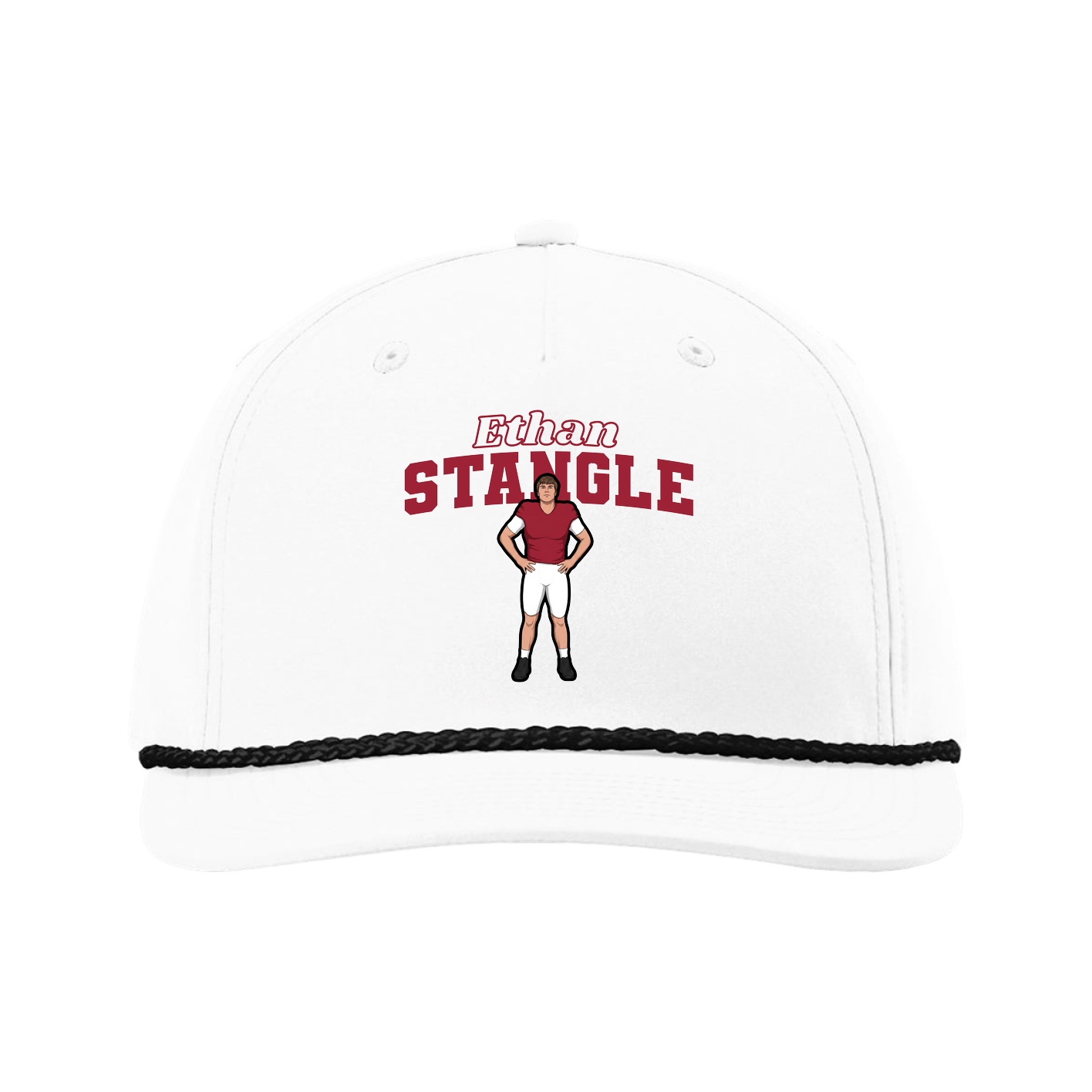 Five-Panel Classic Rope Cap — Name Arch in White