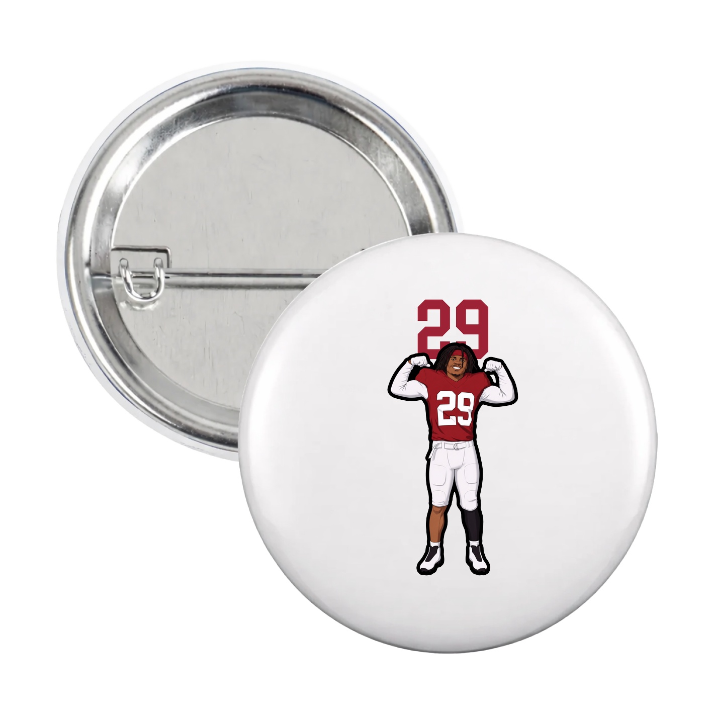Game Day Button — Number Top in White