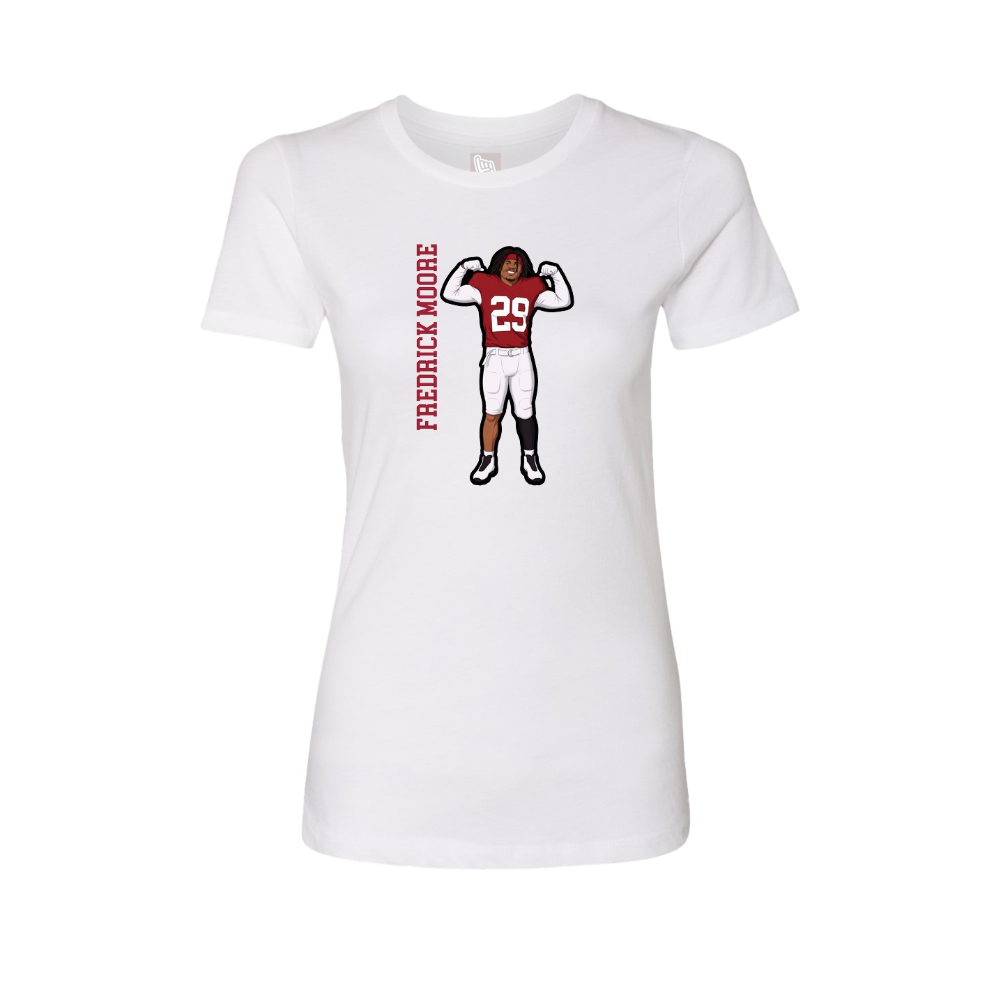 Fitted Women's Tee — Name Vertical in White