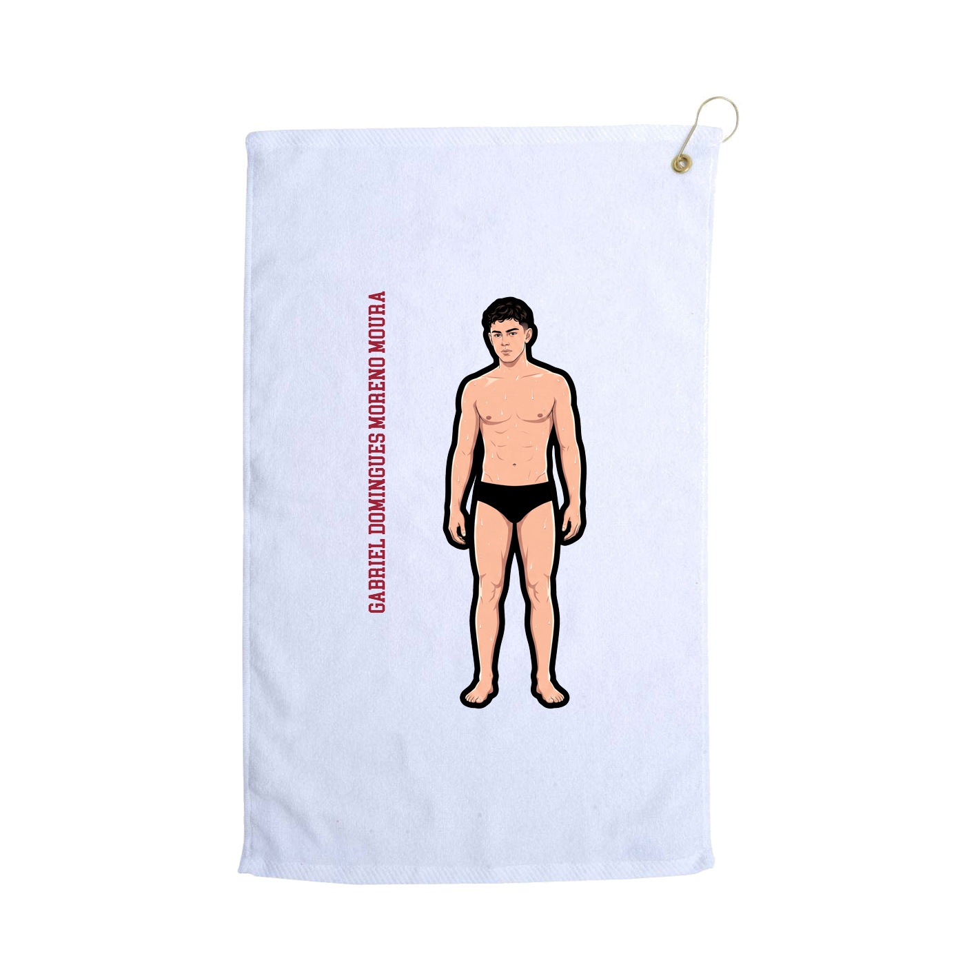 Golf Towel — Name Vertical in White
