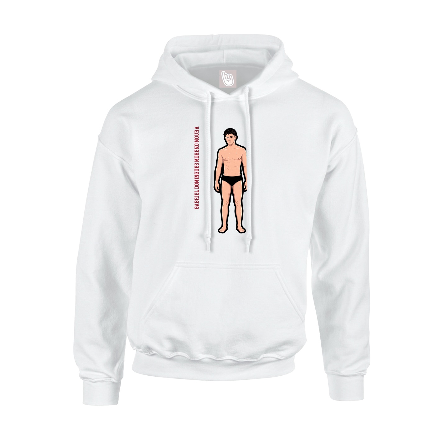 Youth Hoodie — Name Vertical in White