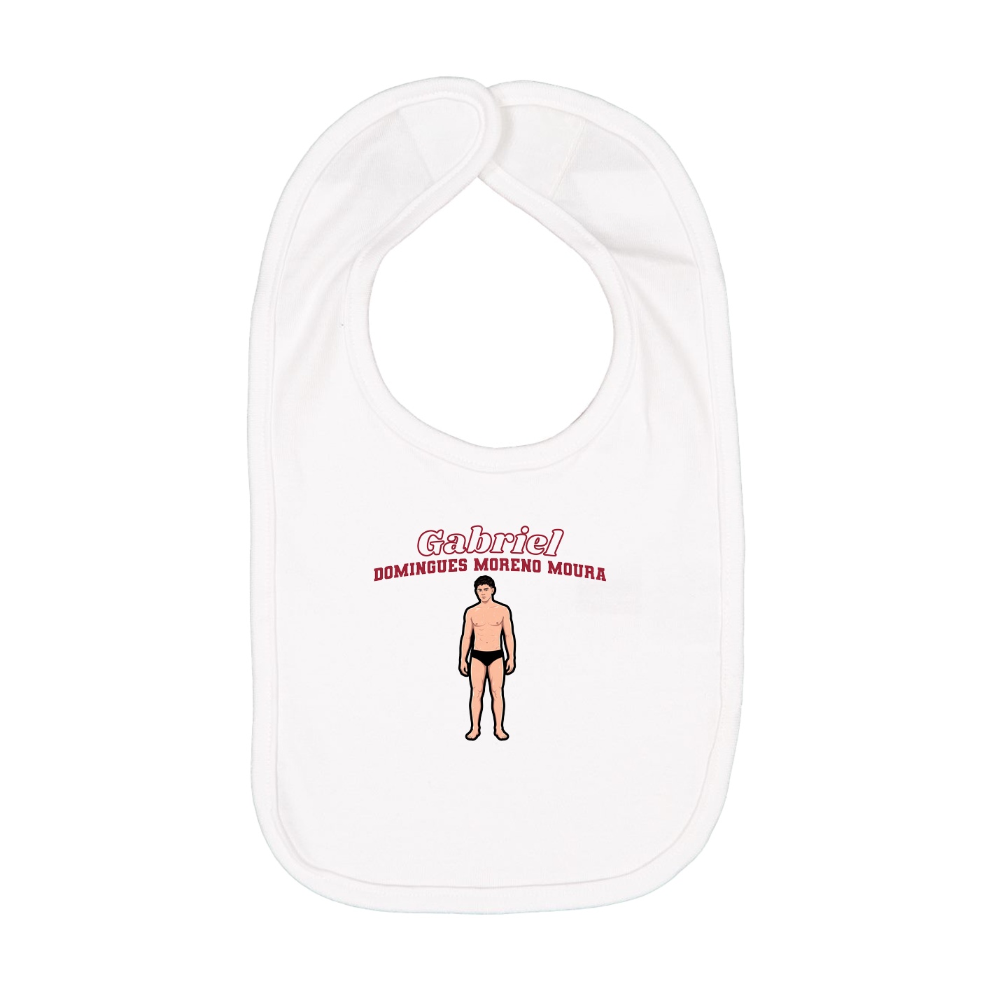 Infant Bib — Name Arch in White