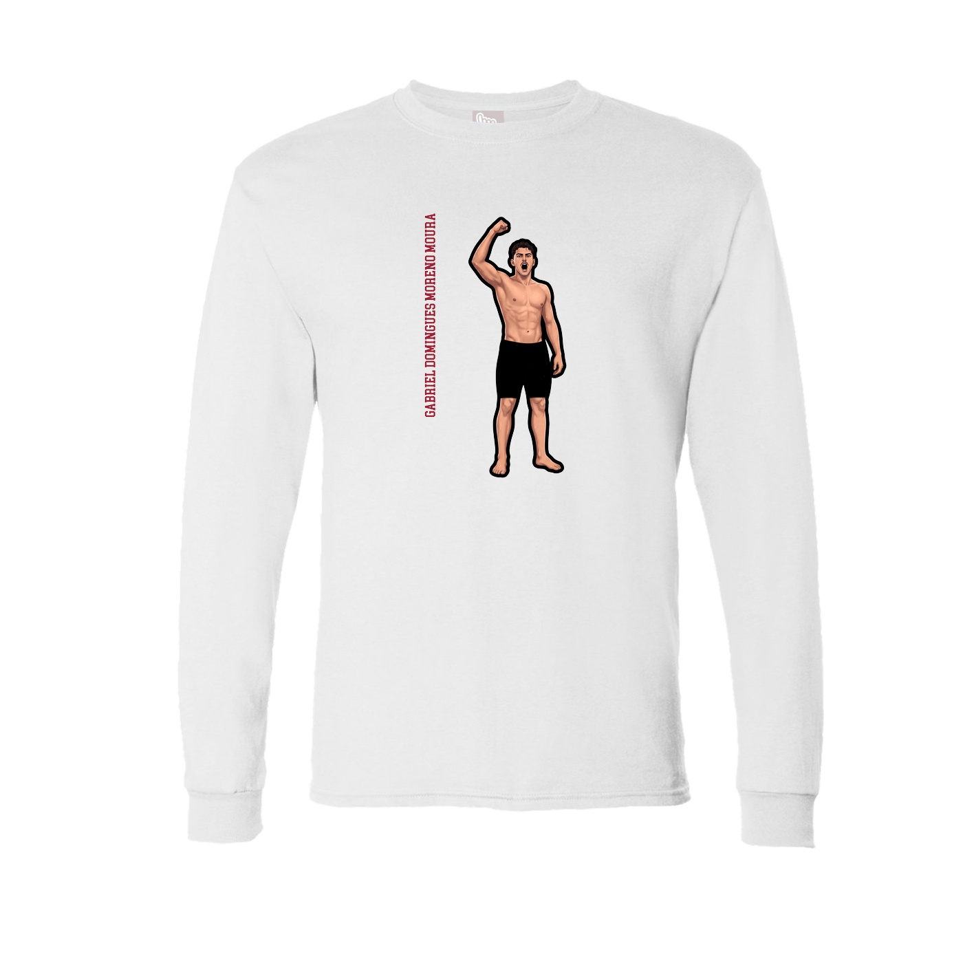 Long Sleeve Tee — Name Vertical in White