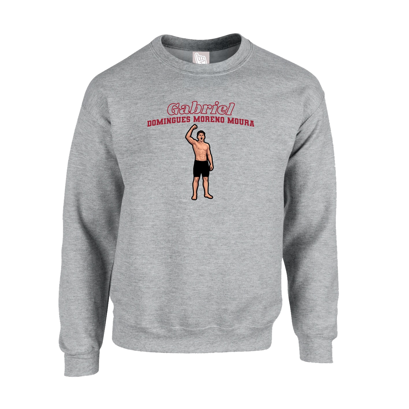Fleece Crew — Name Arch in Grey