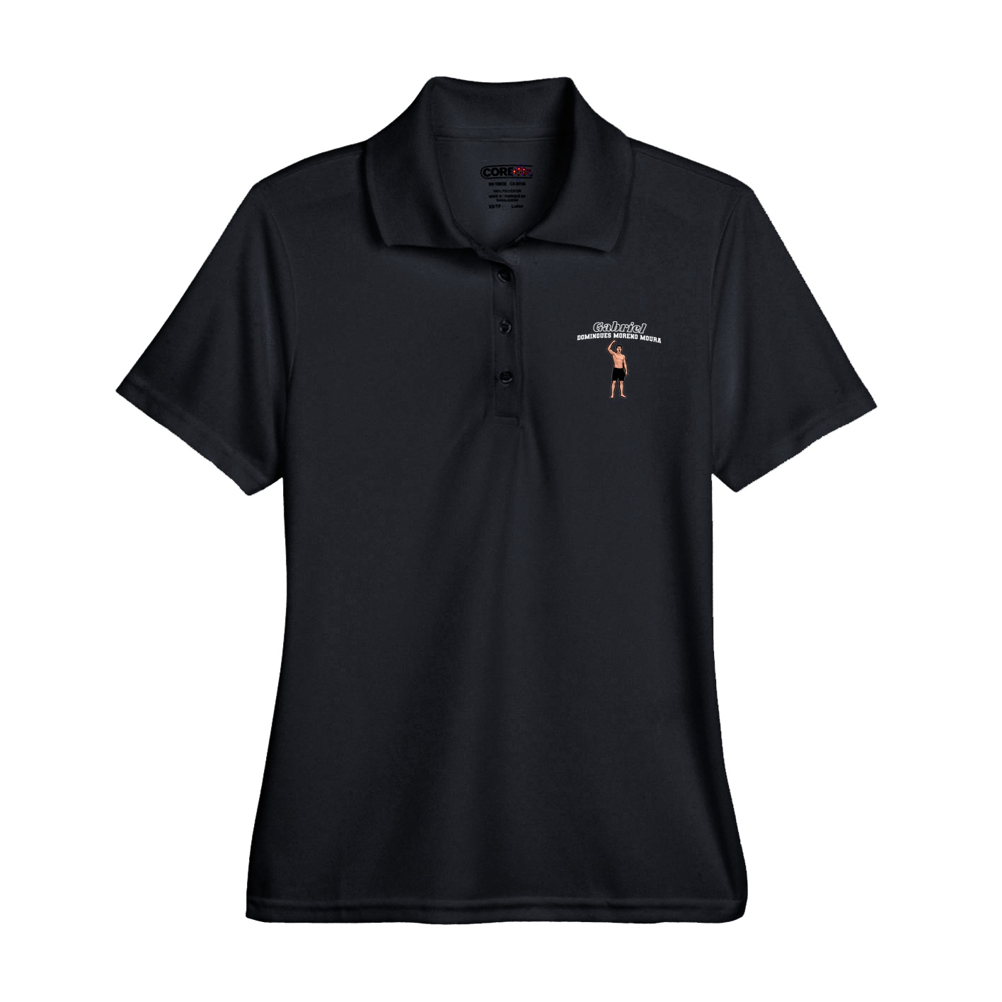 Womens Performance Polo — Name Arch in Black