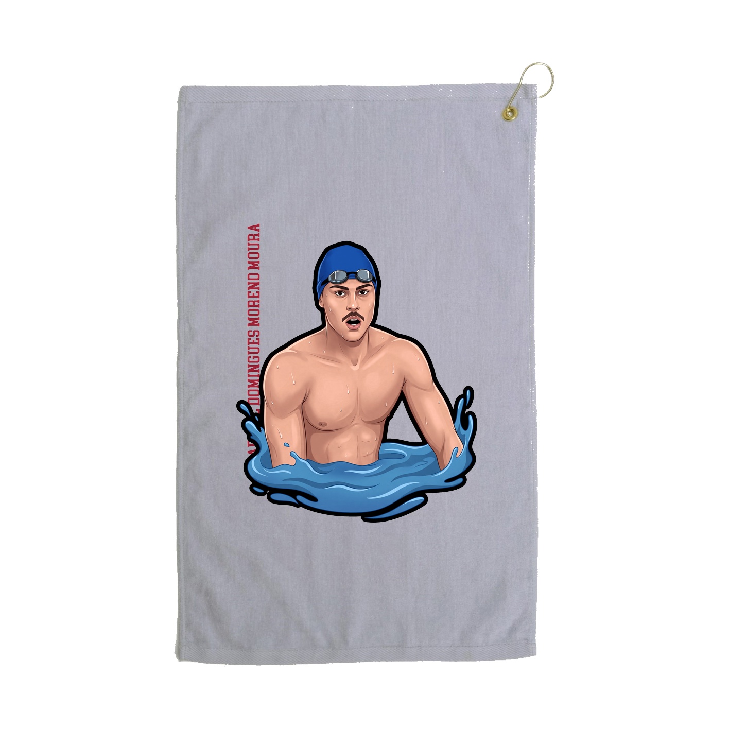 Golf Towel — Name Vertical in Grey