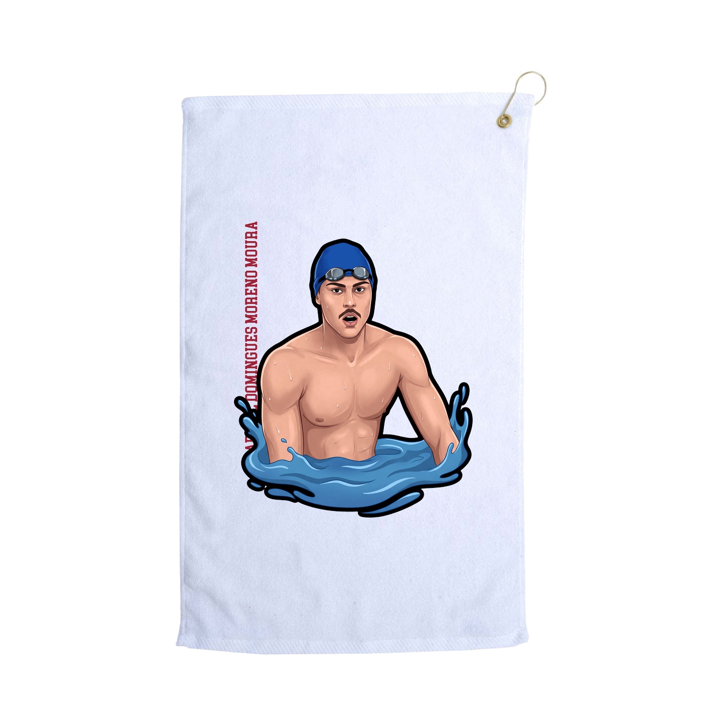 Golf Towel — Name Vertical in White