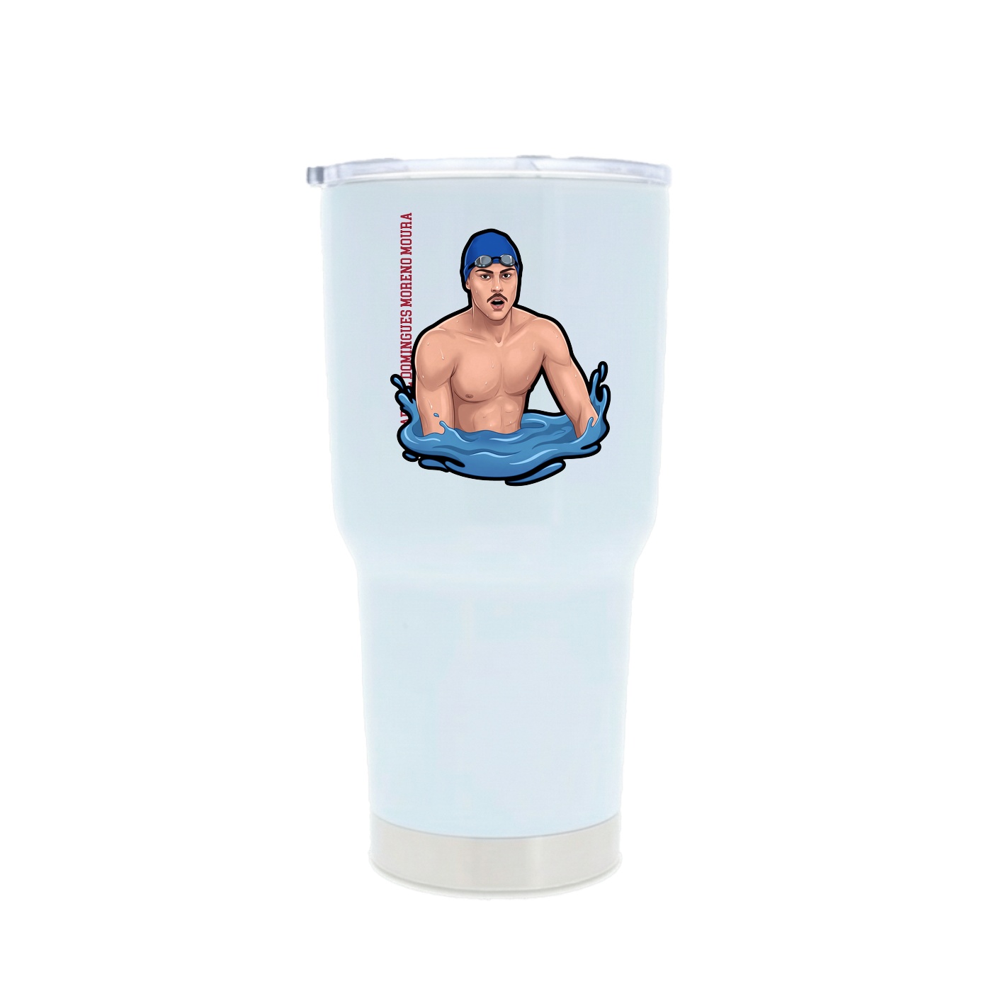 30oz Stainless Steel Tumbler — Name Vertical in White