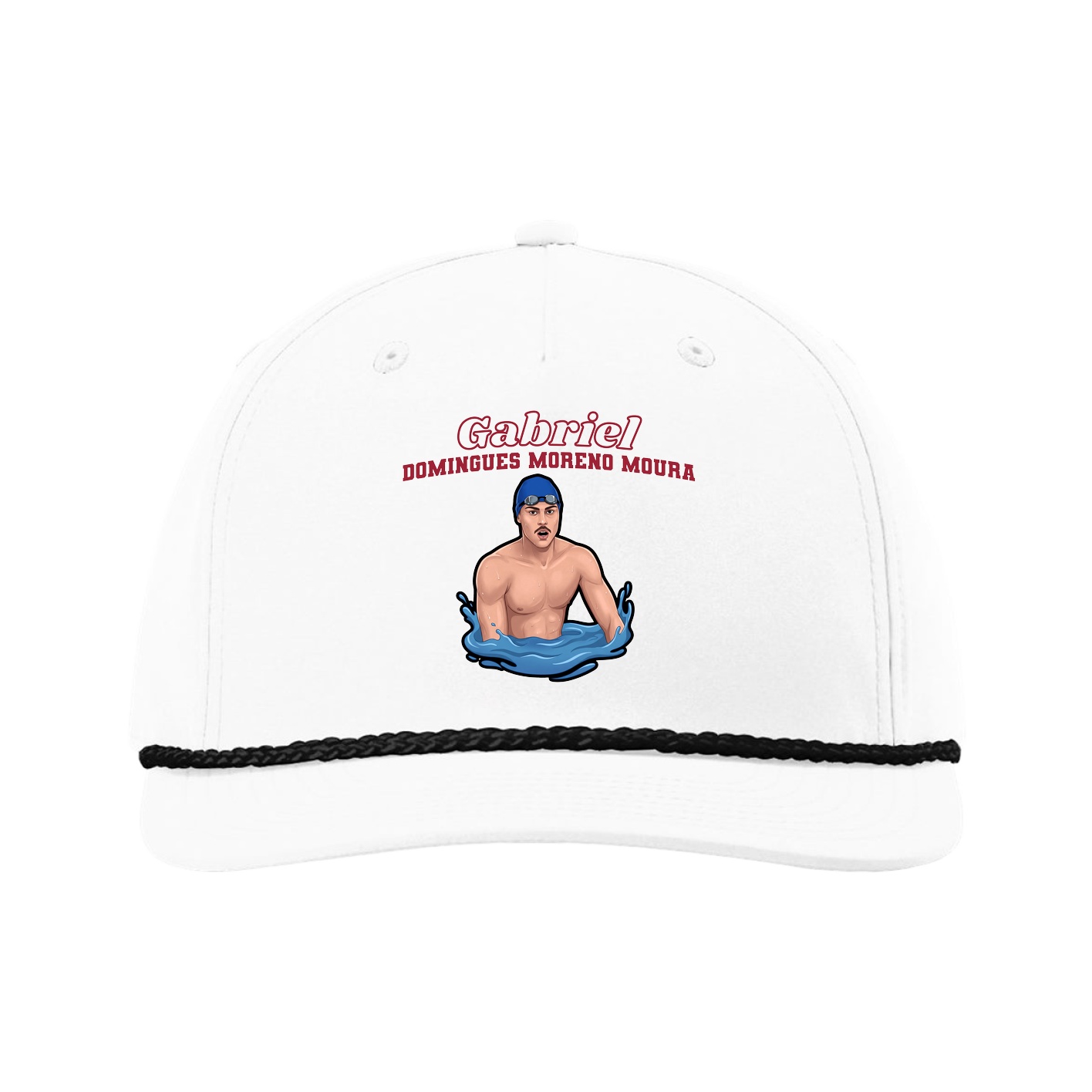 Five-Panel Classic Rope Cap — Name Arch in White