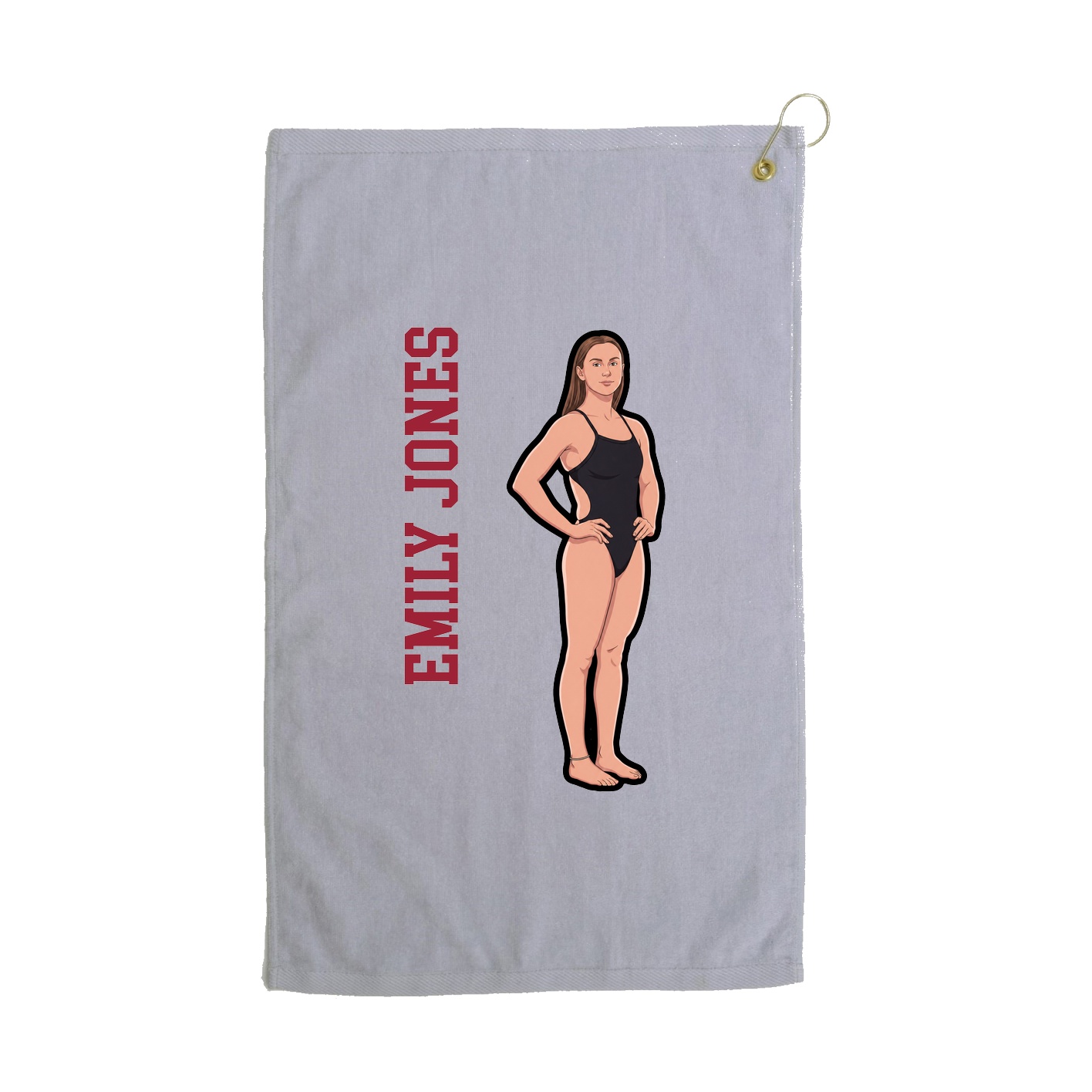 Golf Towel — Name Vertical in Grey