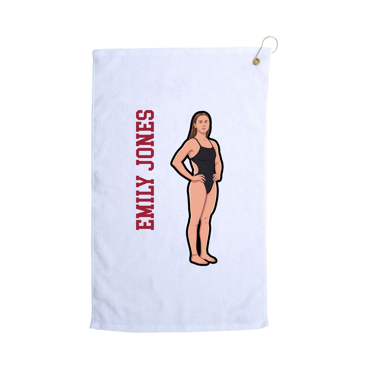 Golf Towel — Name Vertical in White