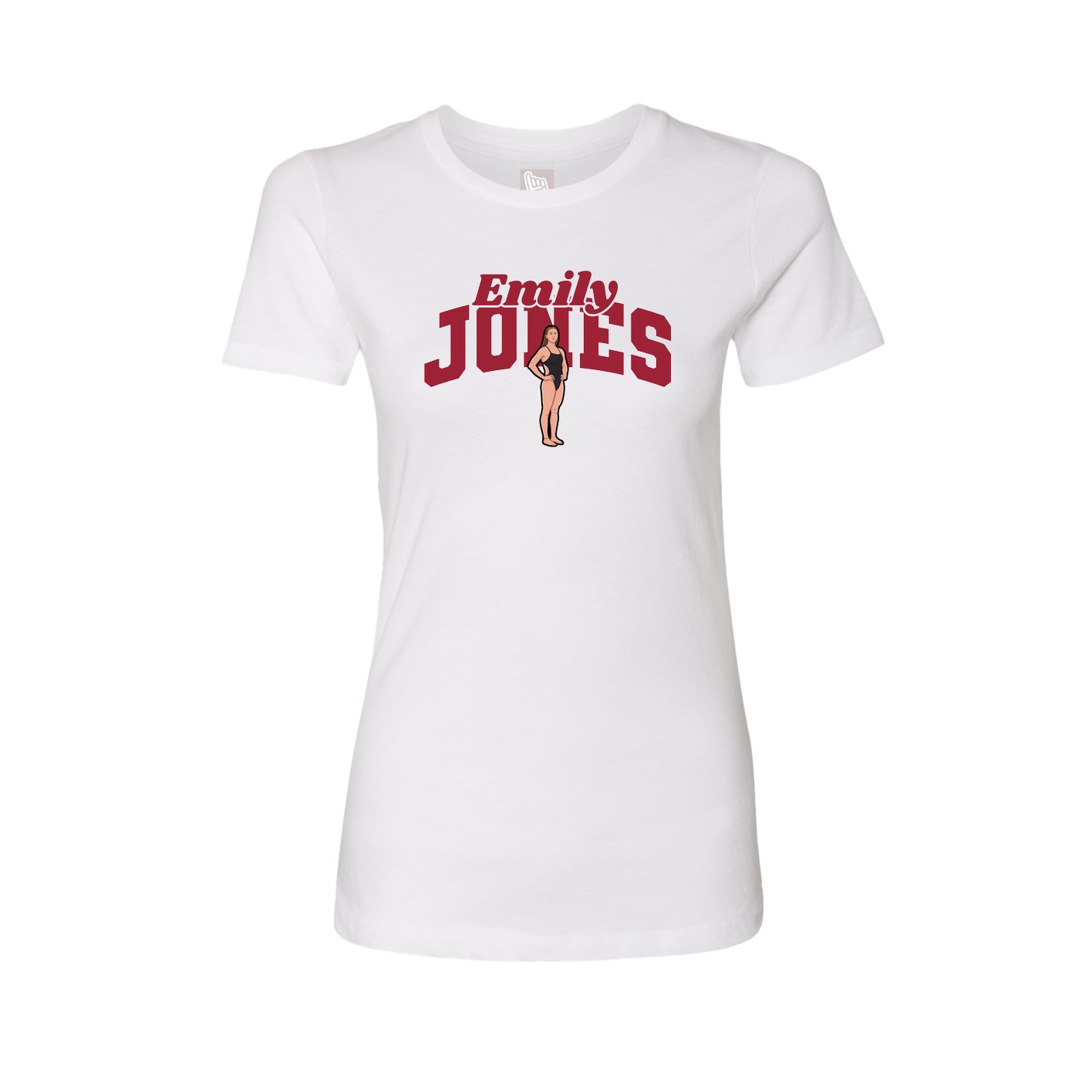 Fitted Women's Tee — Signature Arch in White
