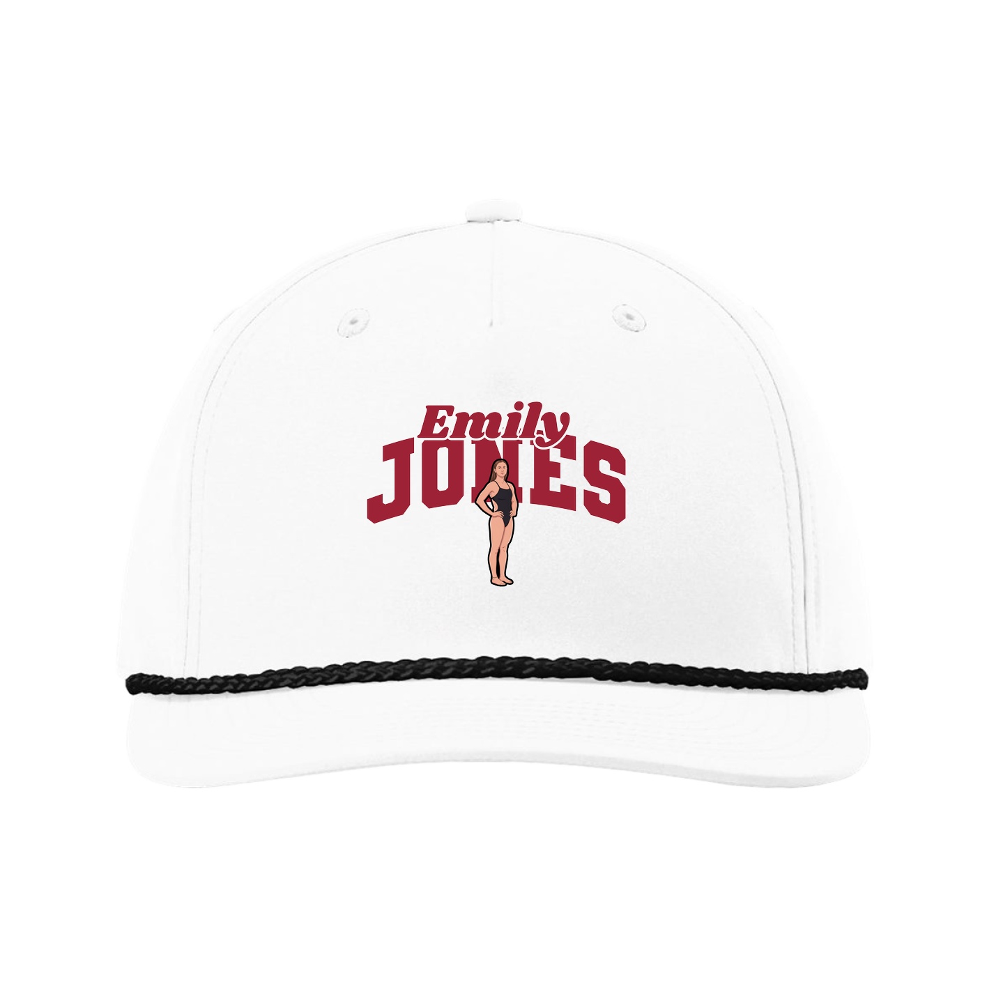 Five-Panel Classic Rope Cap — Signature Arch in White