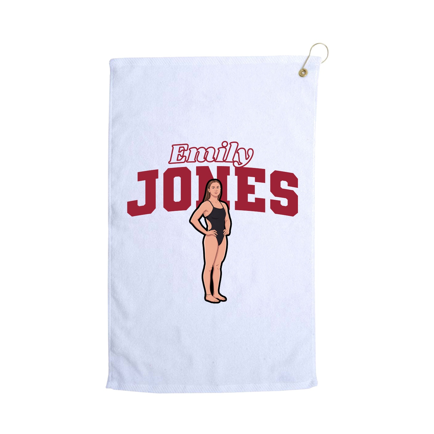 Golf Towel — Name Arch in White