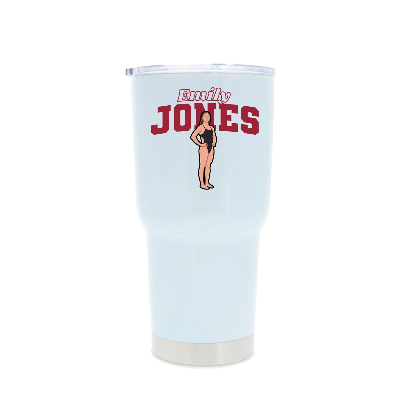 30oz Stainless Steel Tumbler — Name Arch in White