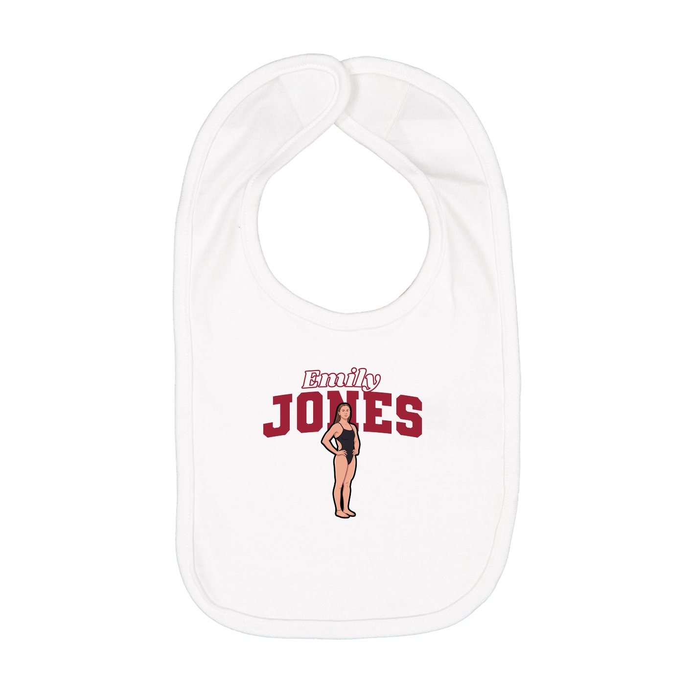 Infant Bib — Name Arch in White