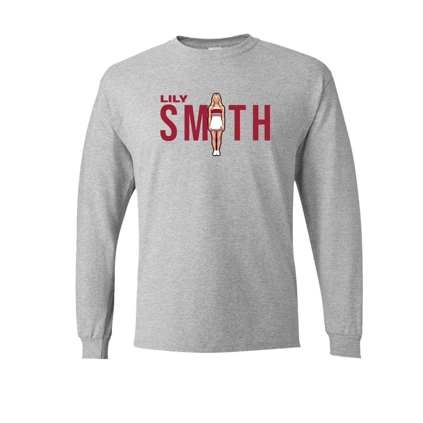 Long Sleeve Tee — Player Name in Grey