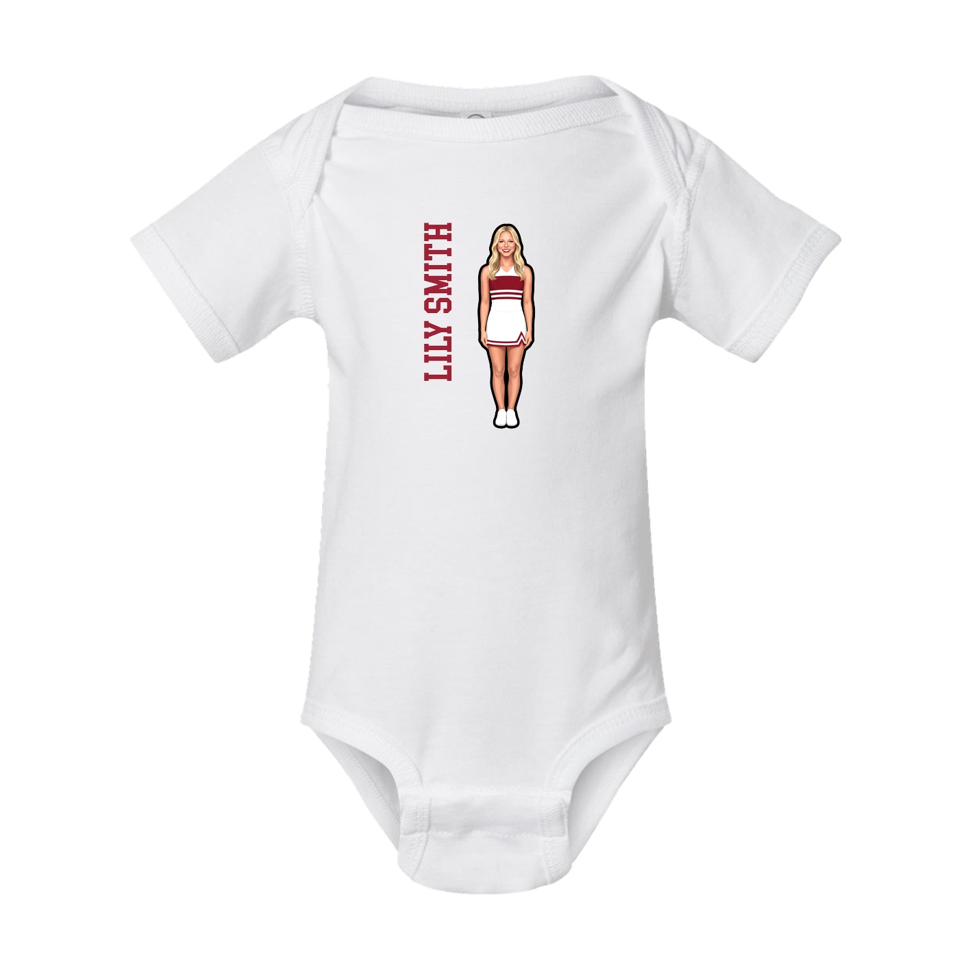 Baby Onesie — Name Vertical in White