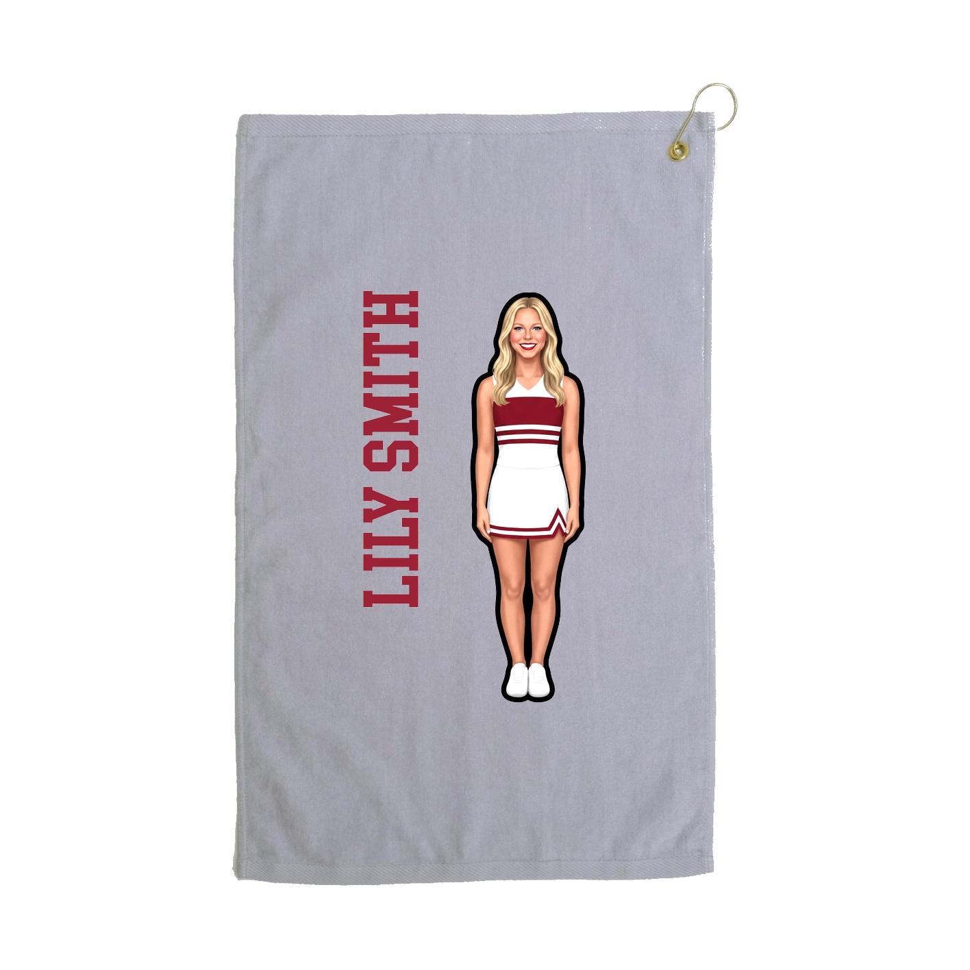 Golf Towel — Name Vertical in Grey